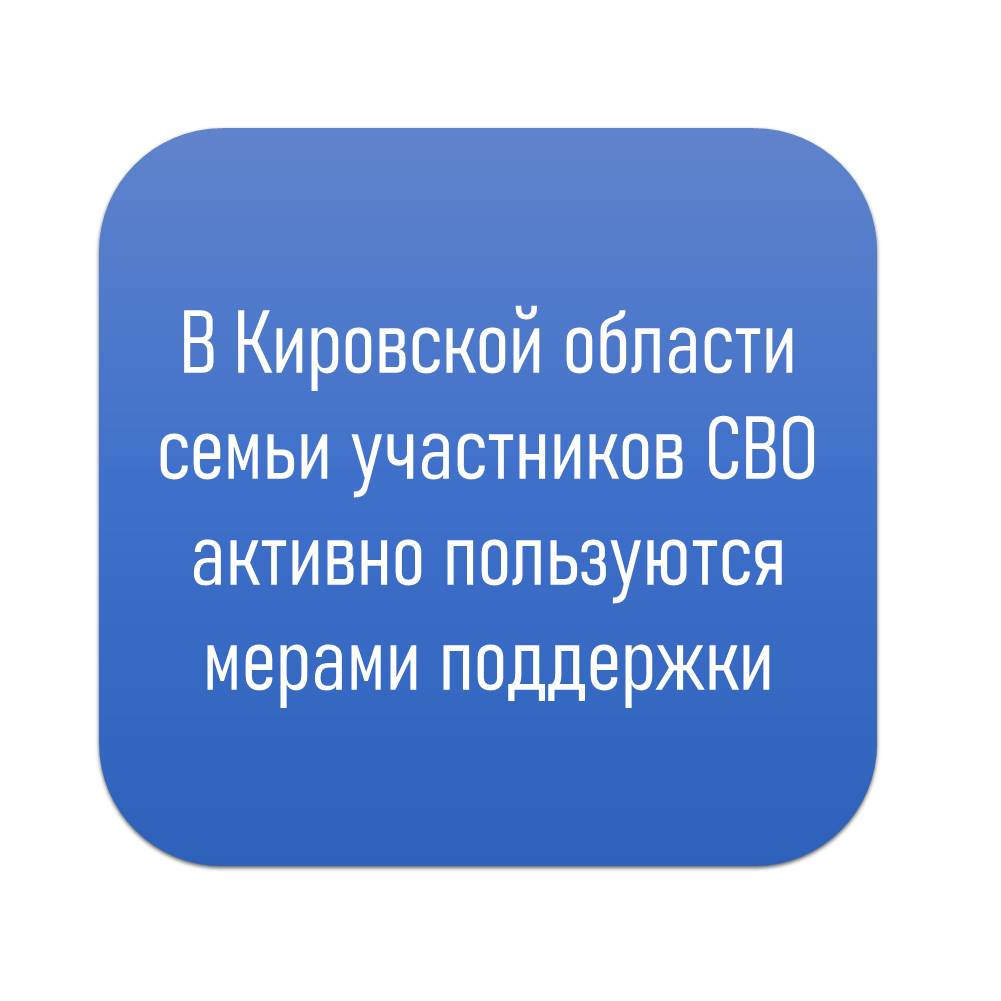 В Кировской области семьи участников СВО активно пользуются мерами поддержки.